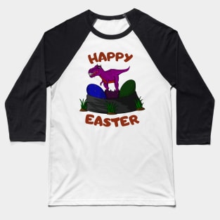 Happy Easter Wished Cute Dinosaur Baseball T-Shirt